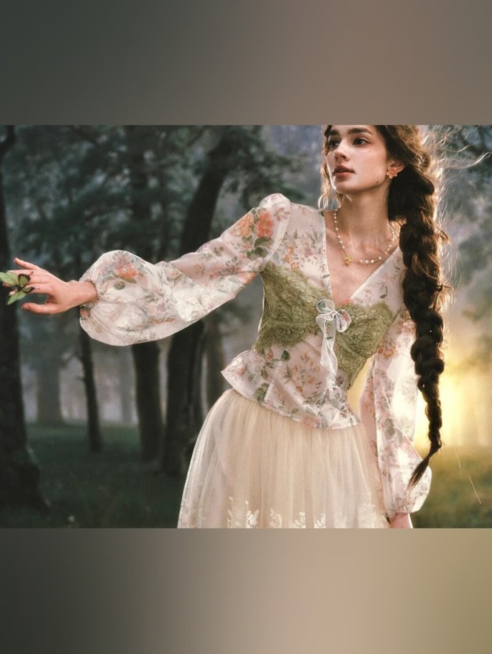 Lacemade Floral Lace-Trim Top - Picture 3 of 4